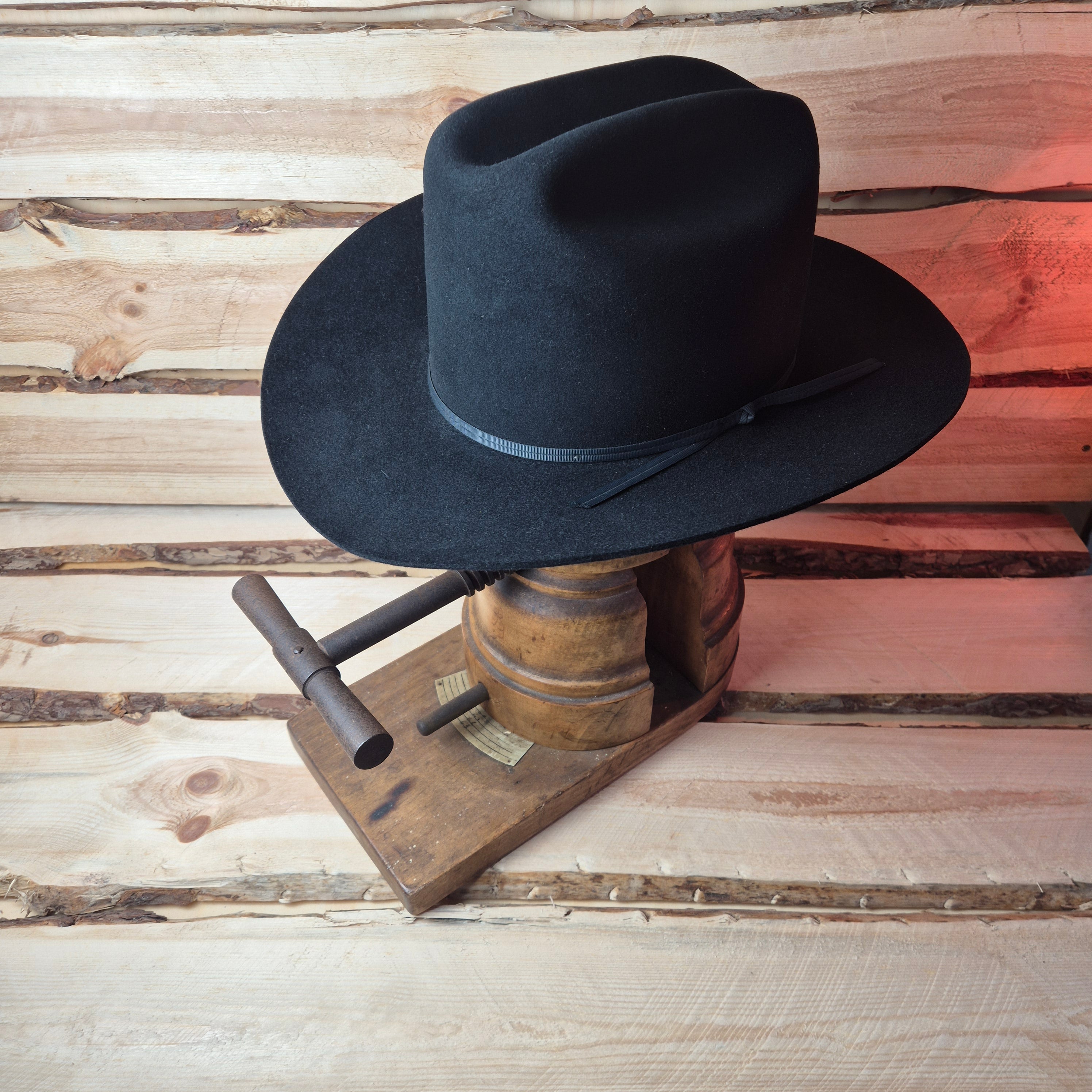 Vintage Stetson Rancher 4X - Long Oval - 100% Furfelt Beaver Blend - Black - Size 58