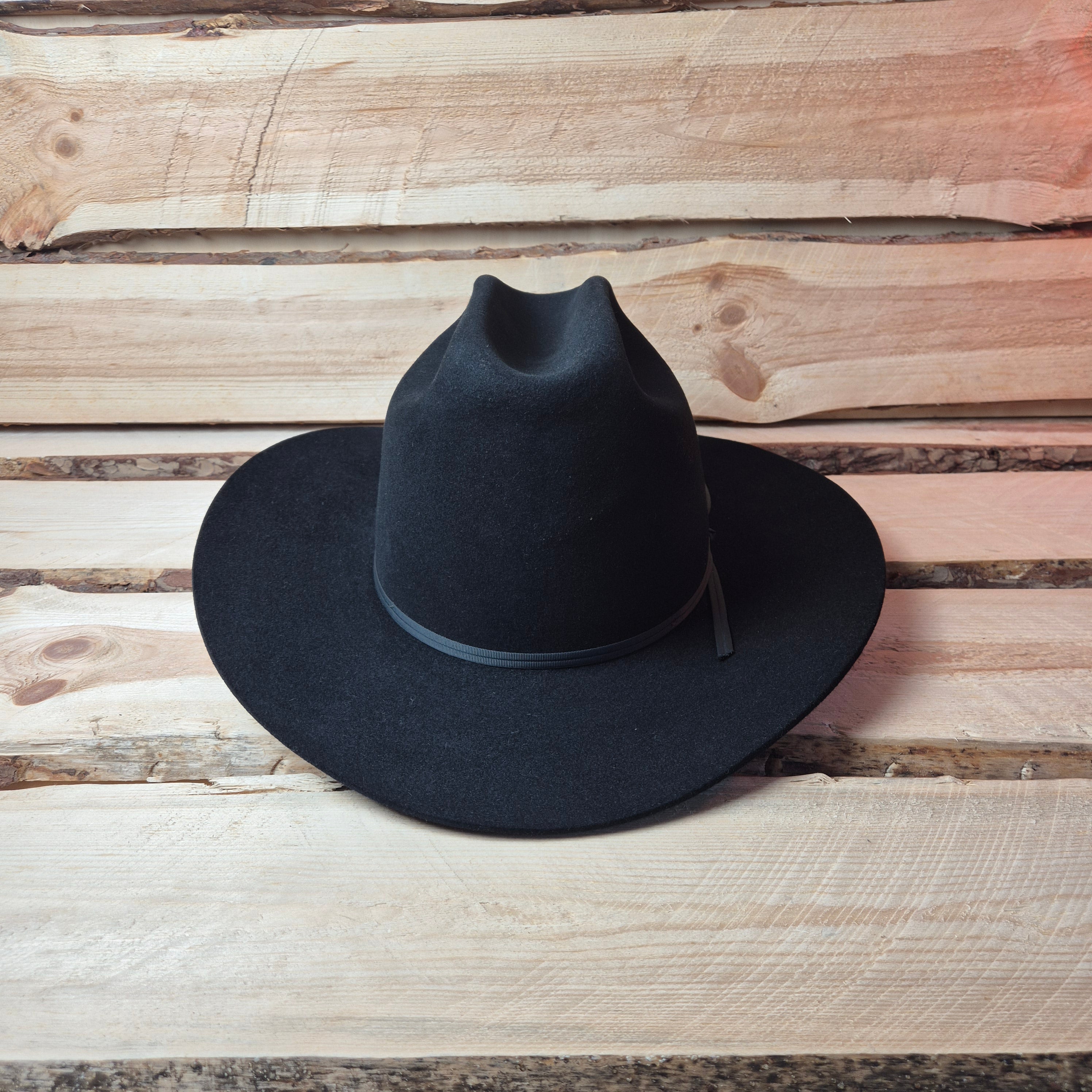 Vintage Stetson Rancher 4X - Long Oval - 100% Furfelt Beaver Blend - Black - Size 58