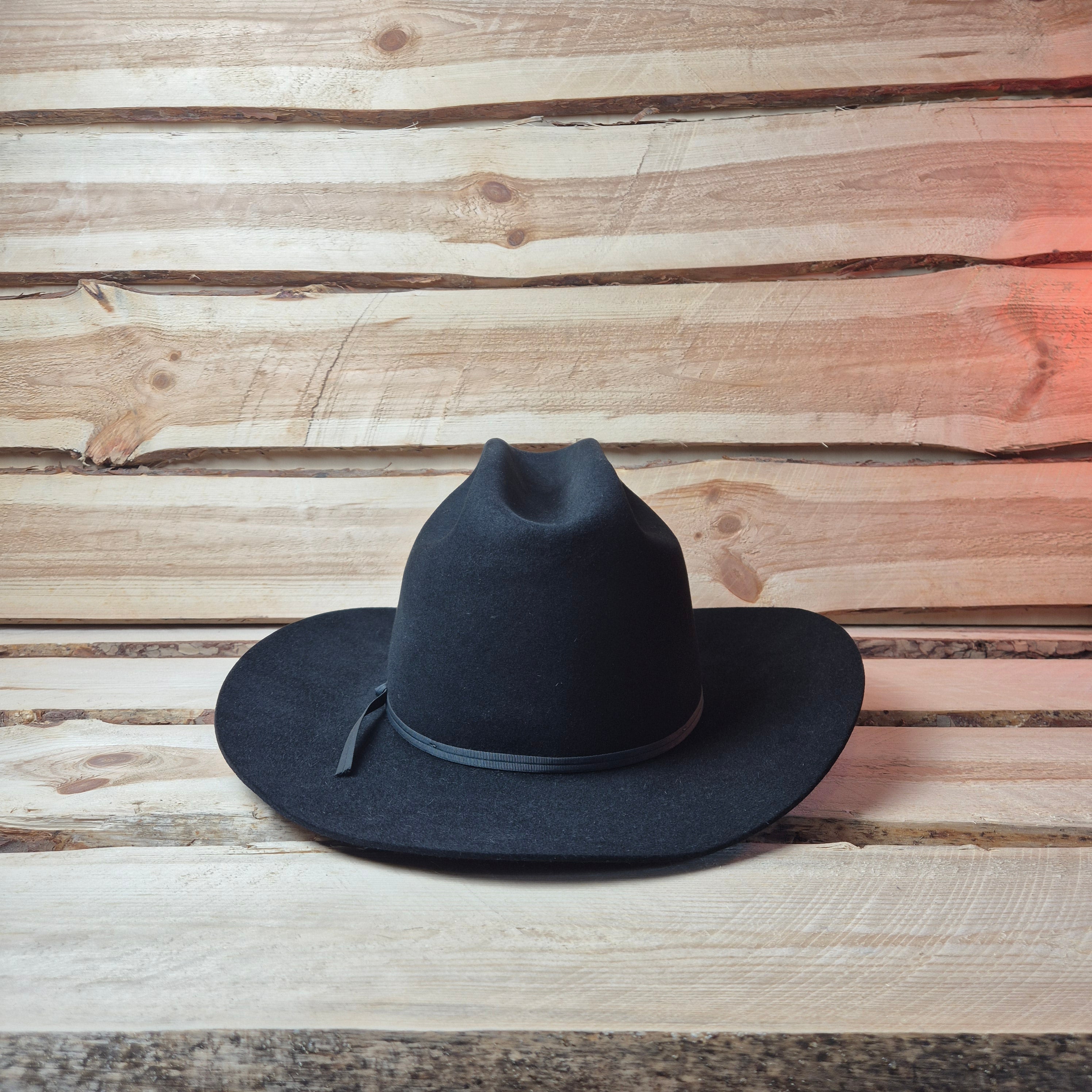 Vintage Stetson Rancher 4X - Long Oval - 100% Furfelt Beaver Blend - Black - Size 58