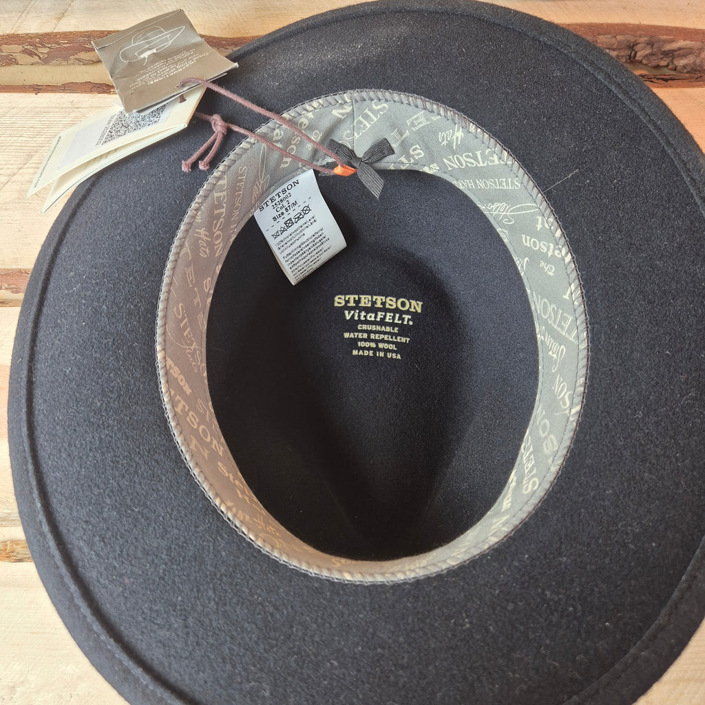 Stetson Traveller Fedora - Black - 100% Vitafelt - Size 57