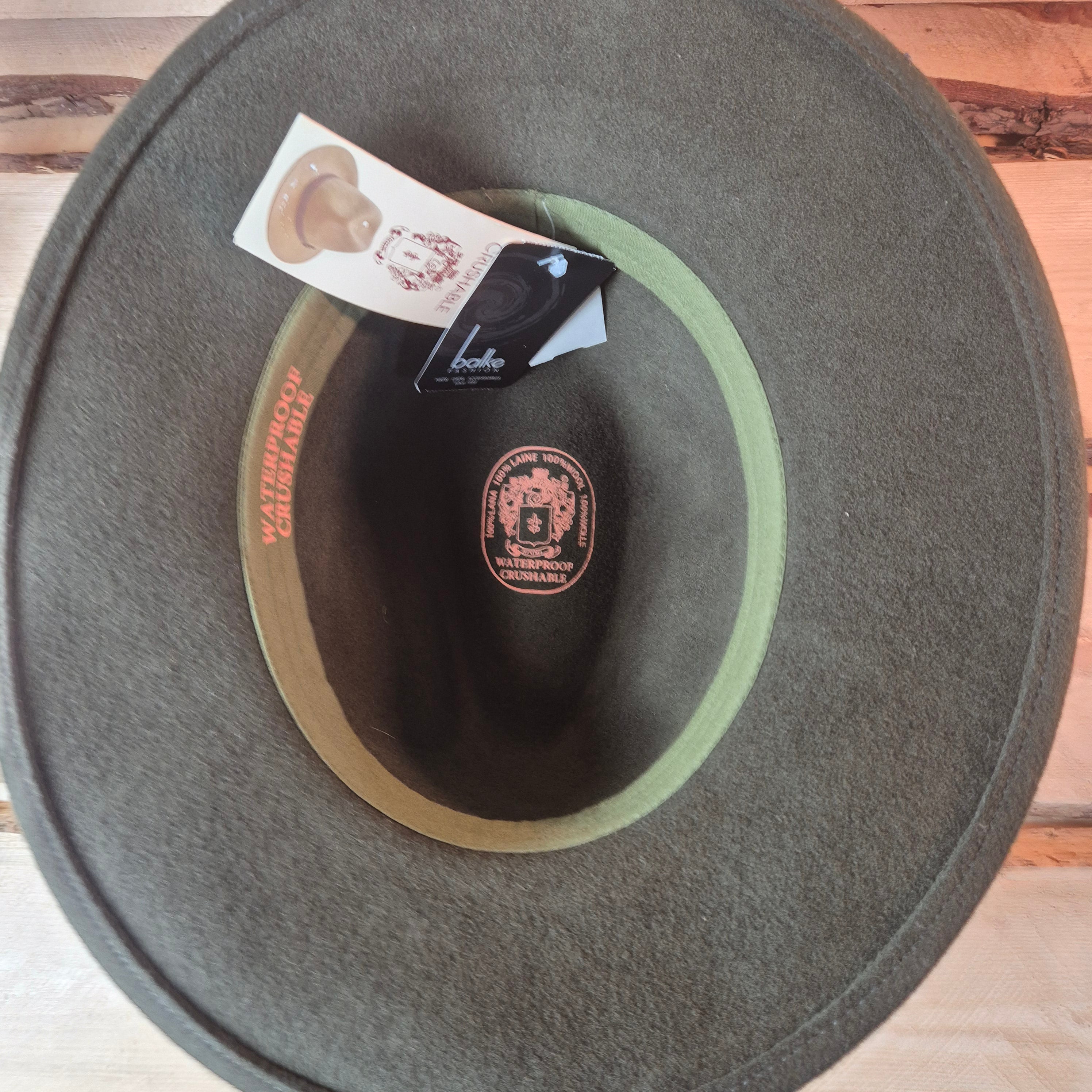 Balke Fashion Traveller Fedora - 100% Woolfelt - Khaki Green - Size 59