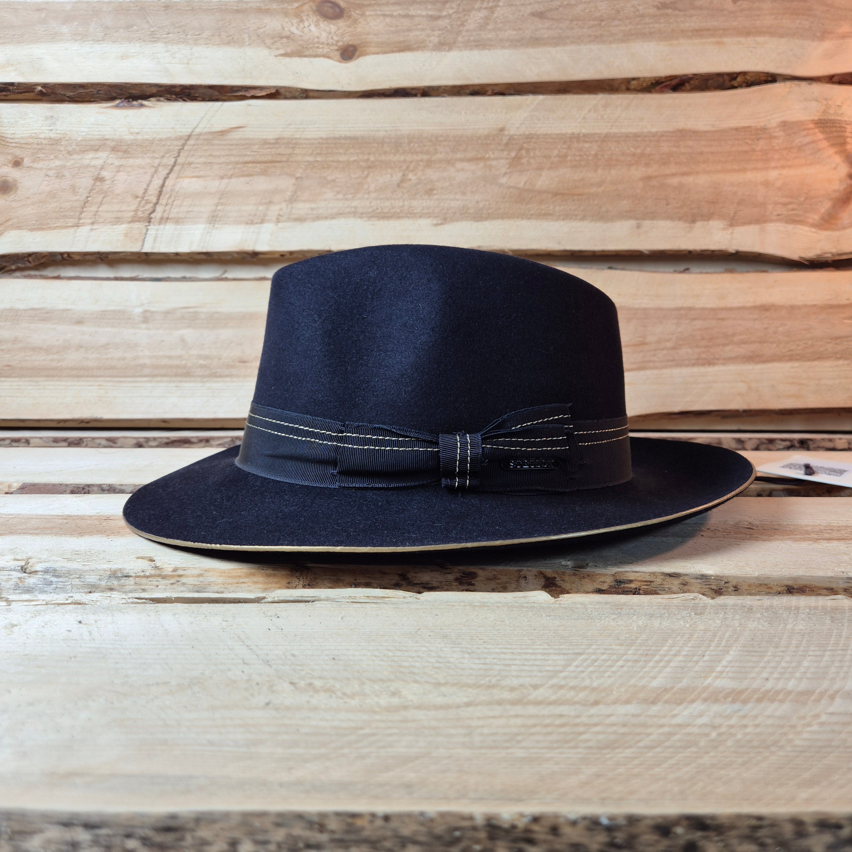 Stetson Classic Fedora - 100% Furfelt - Black & Gold - Size 57